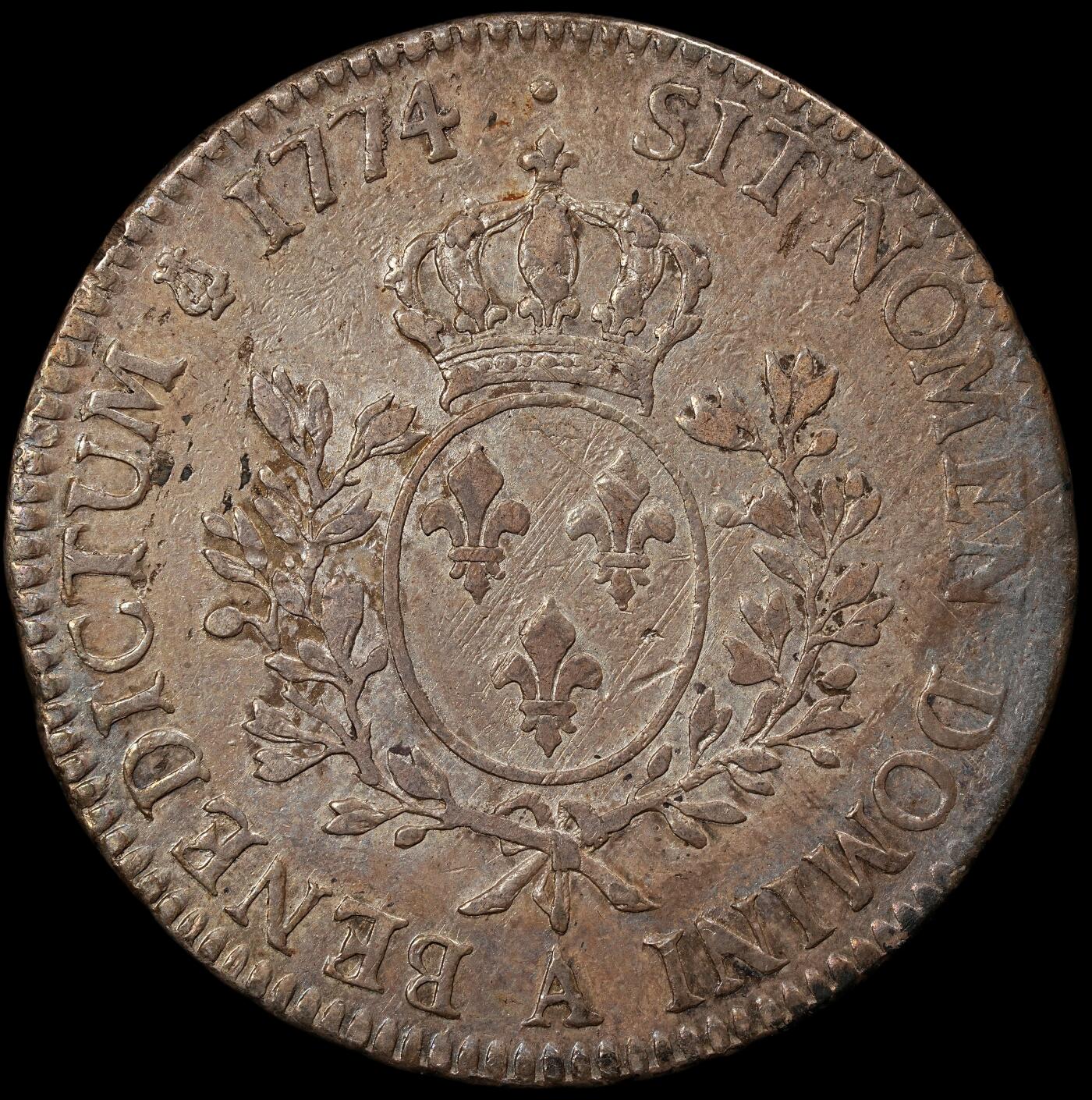 修遠堂世界钱币第102期 1774年法国1埃居大银币，29.14g