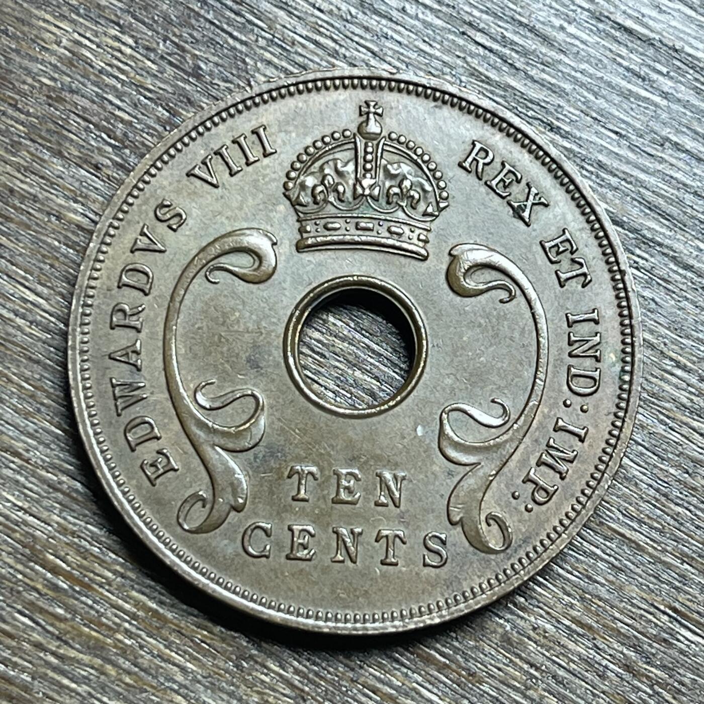 【铜匠收藏】★第140加场★精品老铜币 硬币专场 不寄存，200包邮。不满200元，支付5元运费。《接受代拍 代送NGC评级》 7【无寄存】1936 英属东非 爱德华八世 极美 10分 铜币