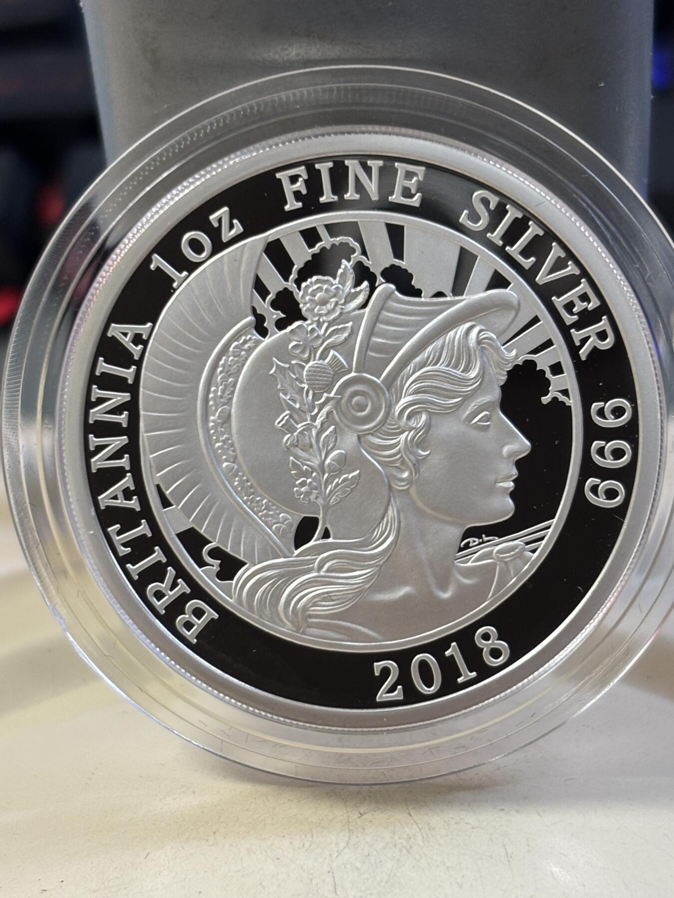 第189期拍卖 英国2018年不列颠女神系列1盎司精制版纪念银币，999银，发行7150枚I’m 