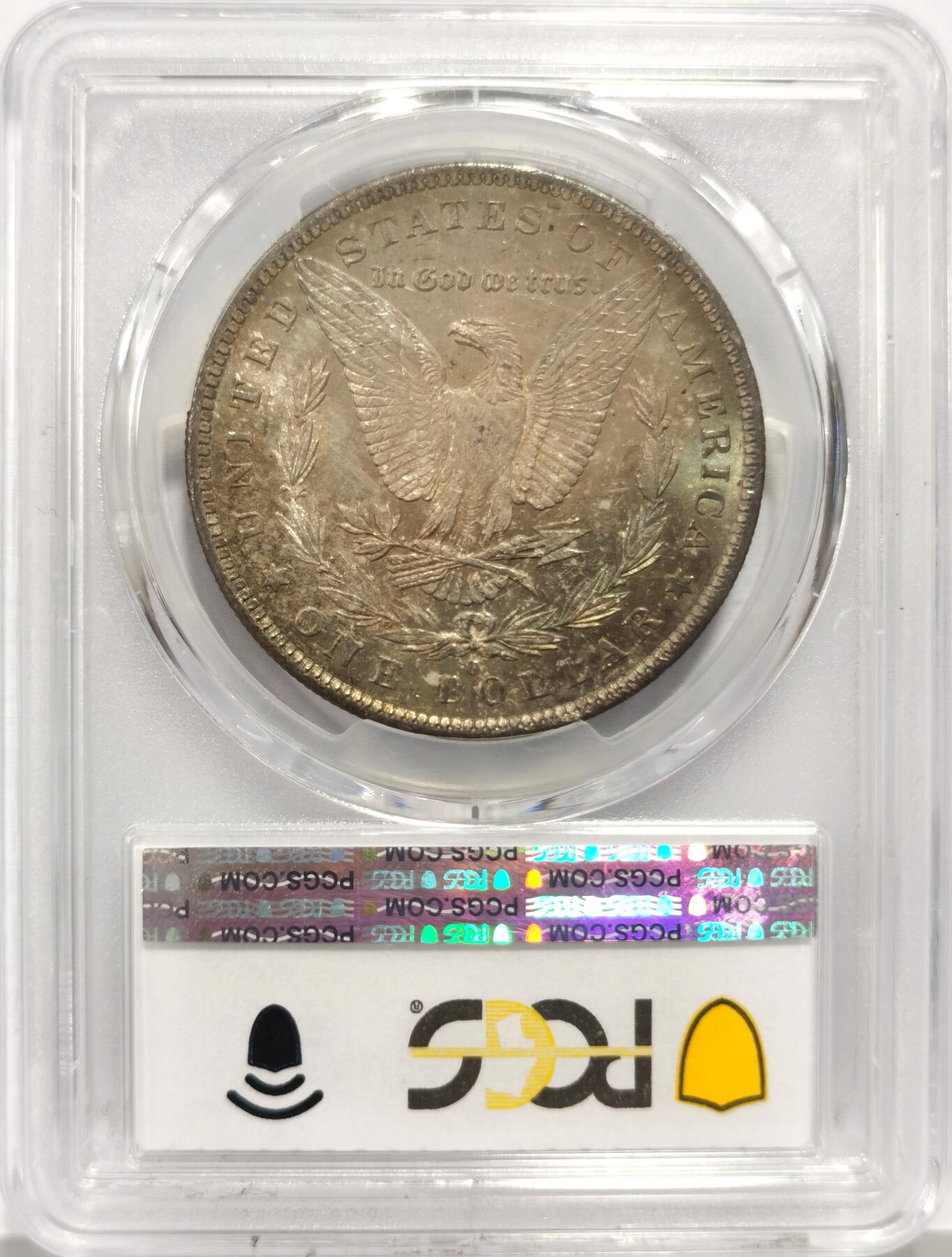 博洋堂世界钱币拍卖第158期（全场包邮） PCGS MS65 美国1884年O版摩根大银币，底板超级五彩，收藏级的一枚
