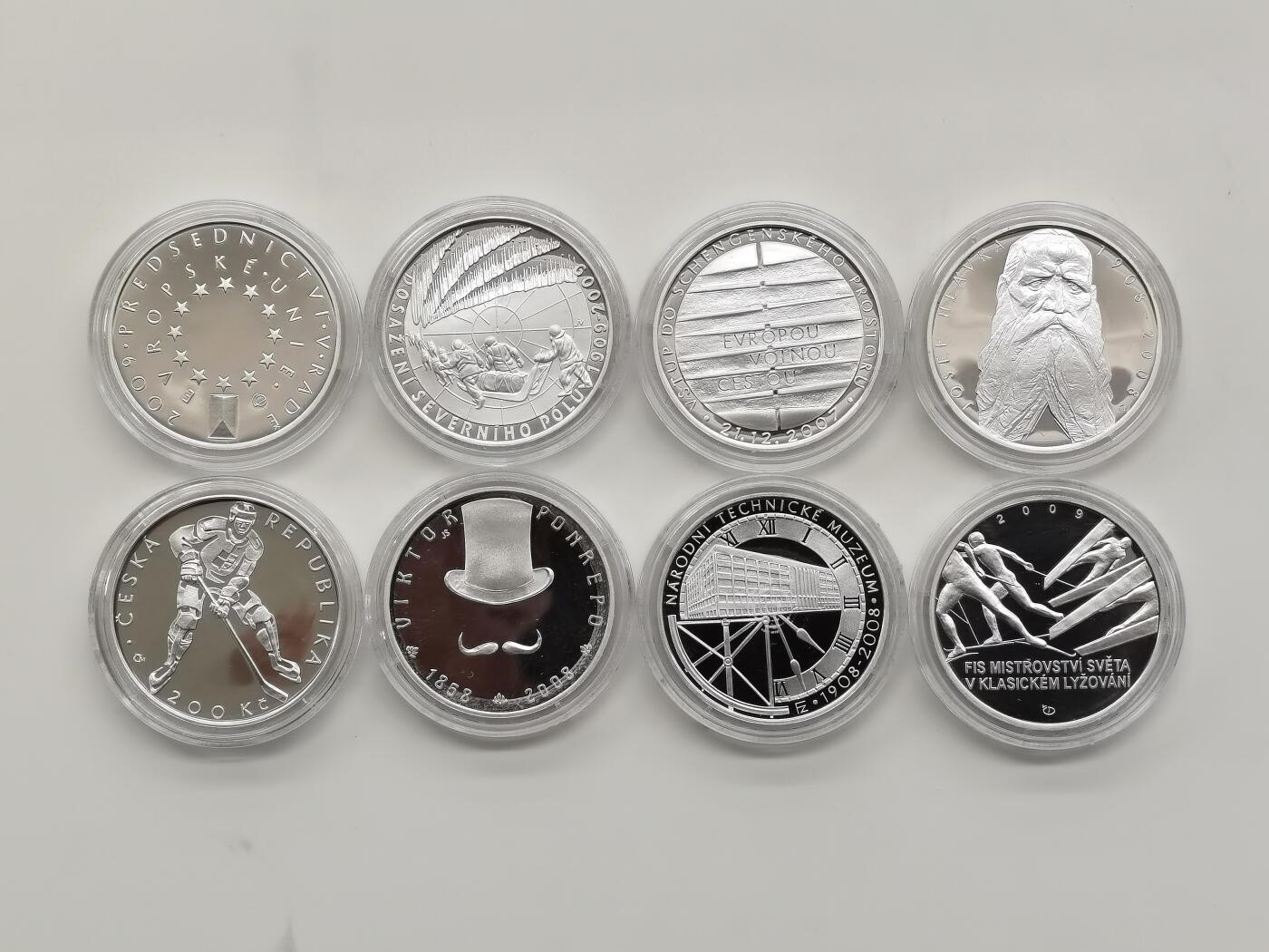 博洋堂世界钱币拍卖第158期（全场包邮） 捷克200克朗精制纪念银币一组8枚，带盒