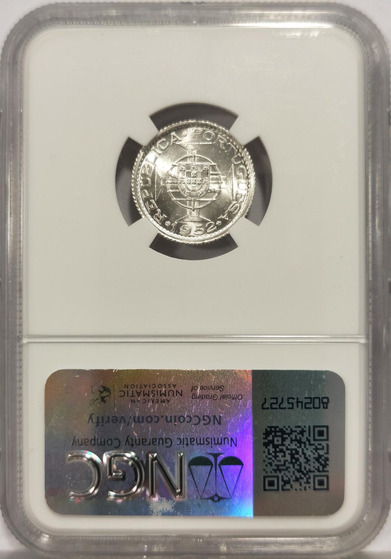 博洋堂世界钱币拍卖第158期（全场包邮） NGC MS67 葡属澳门1952年首版壹圆银币，无敌寂寞分数，麦稀奇所见最高