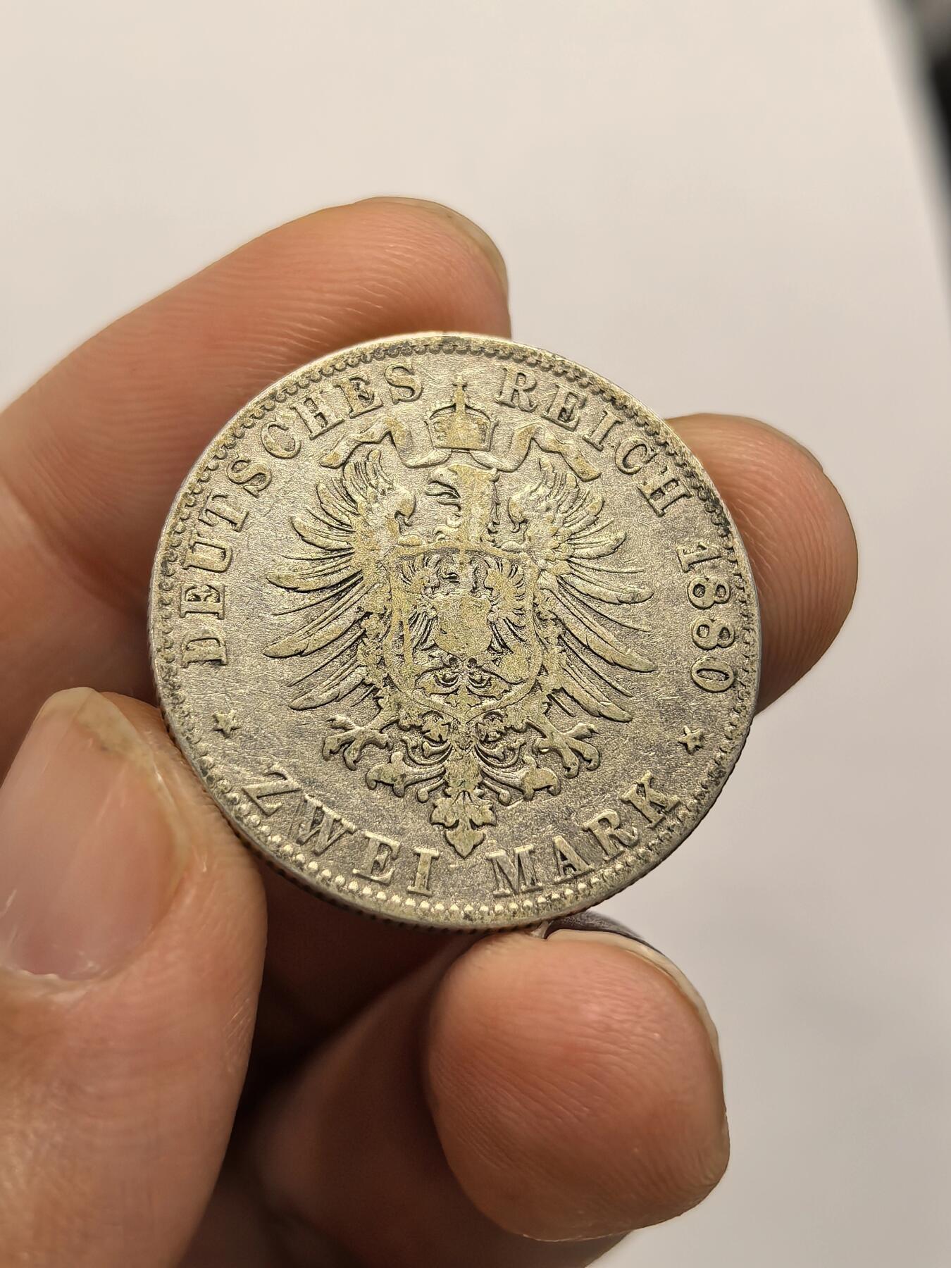 博洋堂世界钱币拍卖第158期（全场包邮） 德国汉堡1880年断翅2马克银币