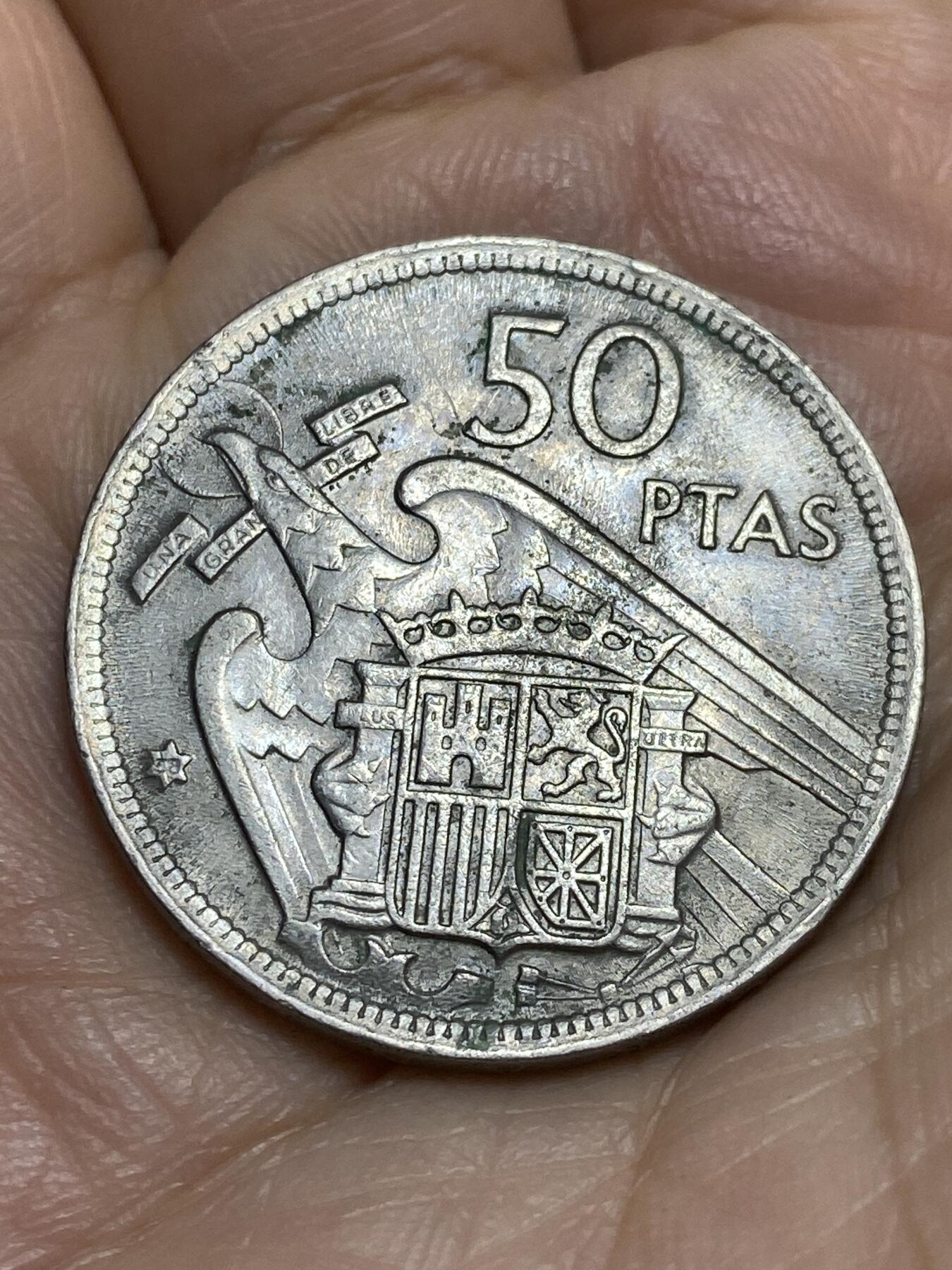 2026年第十四场(总第一百八十三场）外国好品散币场(免佣金) 西班牙🇪🇸1957(58)年50比塞塔(弗朗哥执政时期)