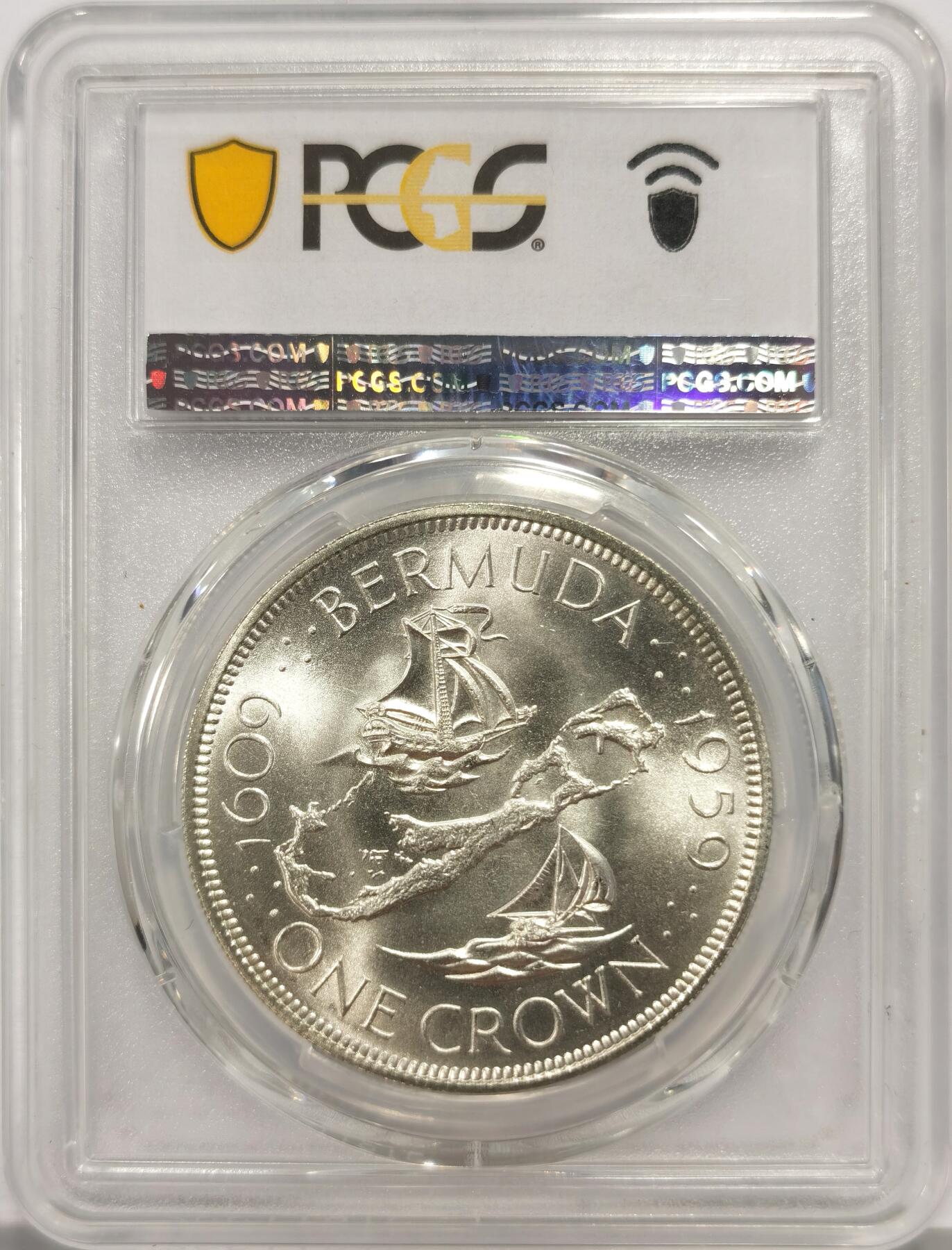 博洋堂世界钱币拍卖第159期（全场包邮） PCGS MS66 英属百慕大1959年发现350周年纪念1克朗大银币