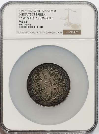 博洋堂世界钱币拍卖第158期（全场包邮） - NGC MS63 英国工业博览会运输与车辆大会纪念巨大银章，加大加厚盒子，大银高分不易！净重＞100g，950高银，银价都2千2起！