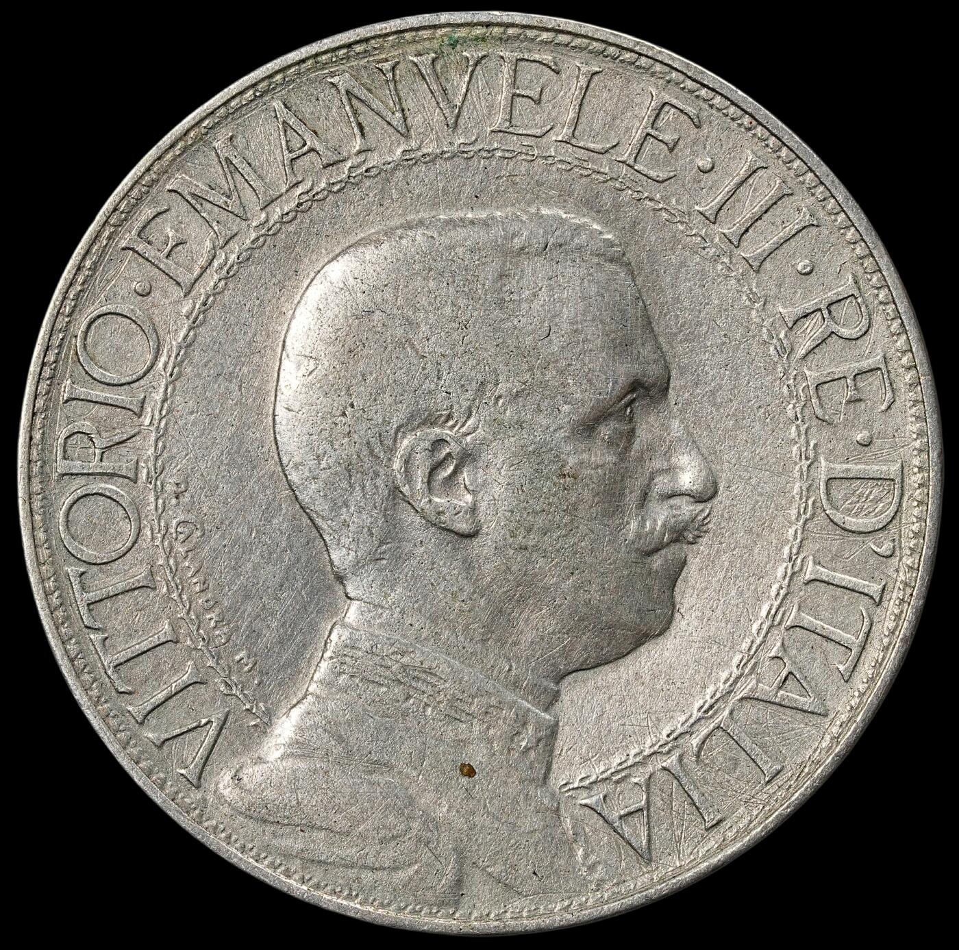 修遠堂世界钱币第102期 1910年意大利马车2里拉银币，稀少的年份，9.88g，含银80%