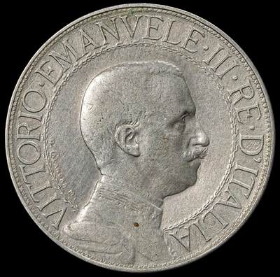 修遠堂世界钱币第102期 - 1910年意大利马车2里拉银币，稀少的年份，9.88g，含银80%