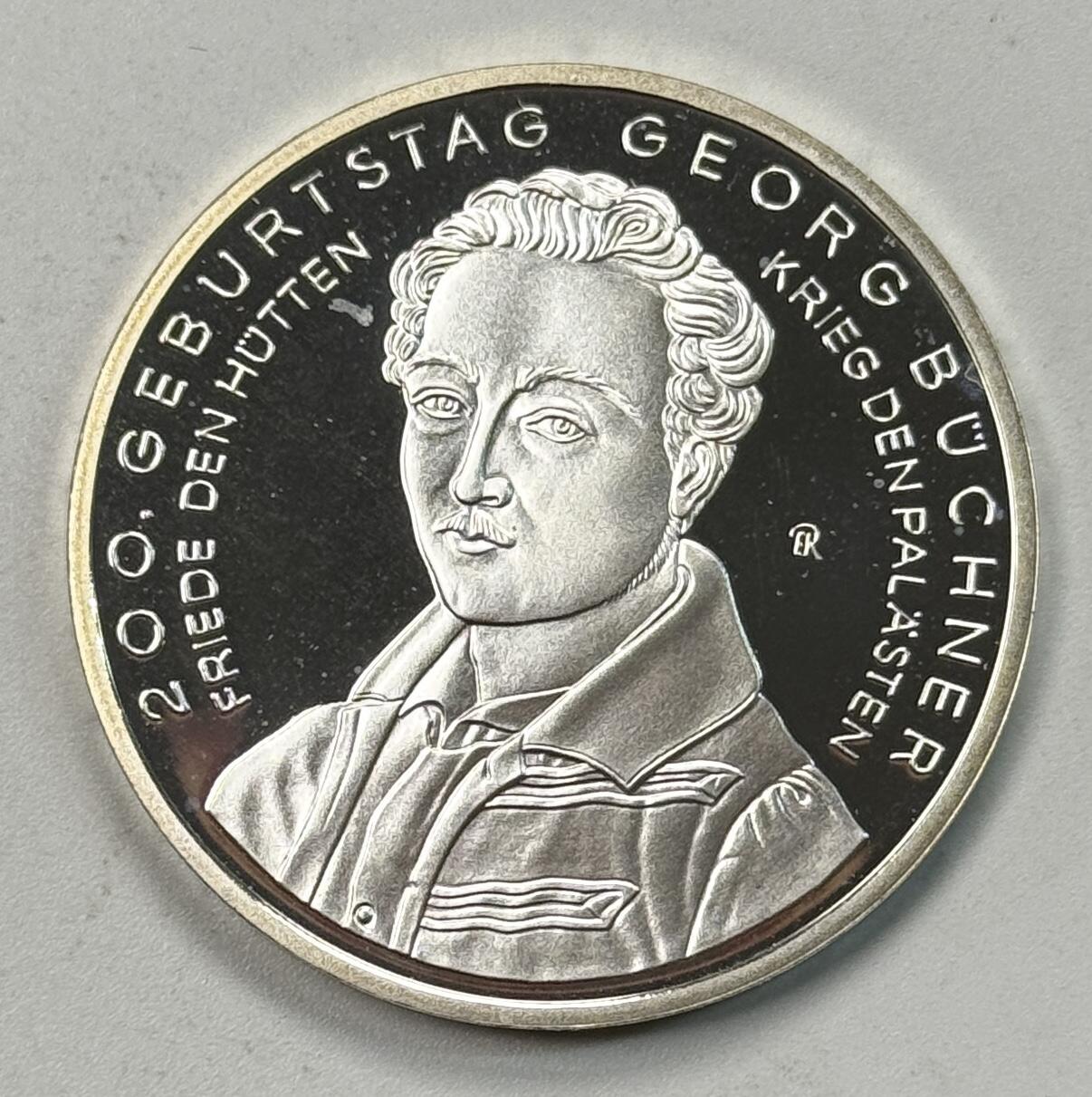 S&S Numismatic世界钱币-拍卖 第119期  德国2013年 格奥尔格·毕希纳诞辰200周年 10欧元精制纪念银币 16克625银