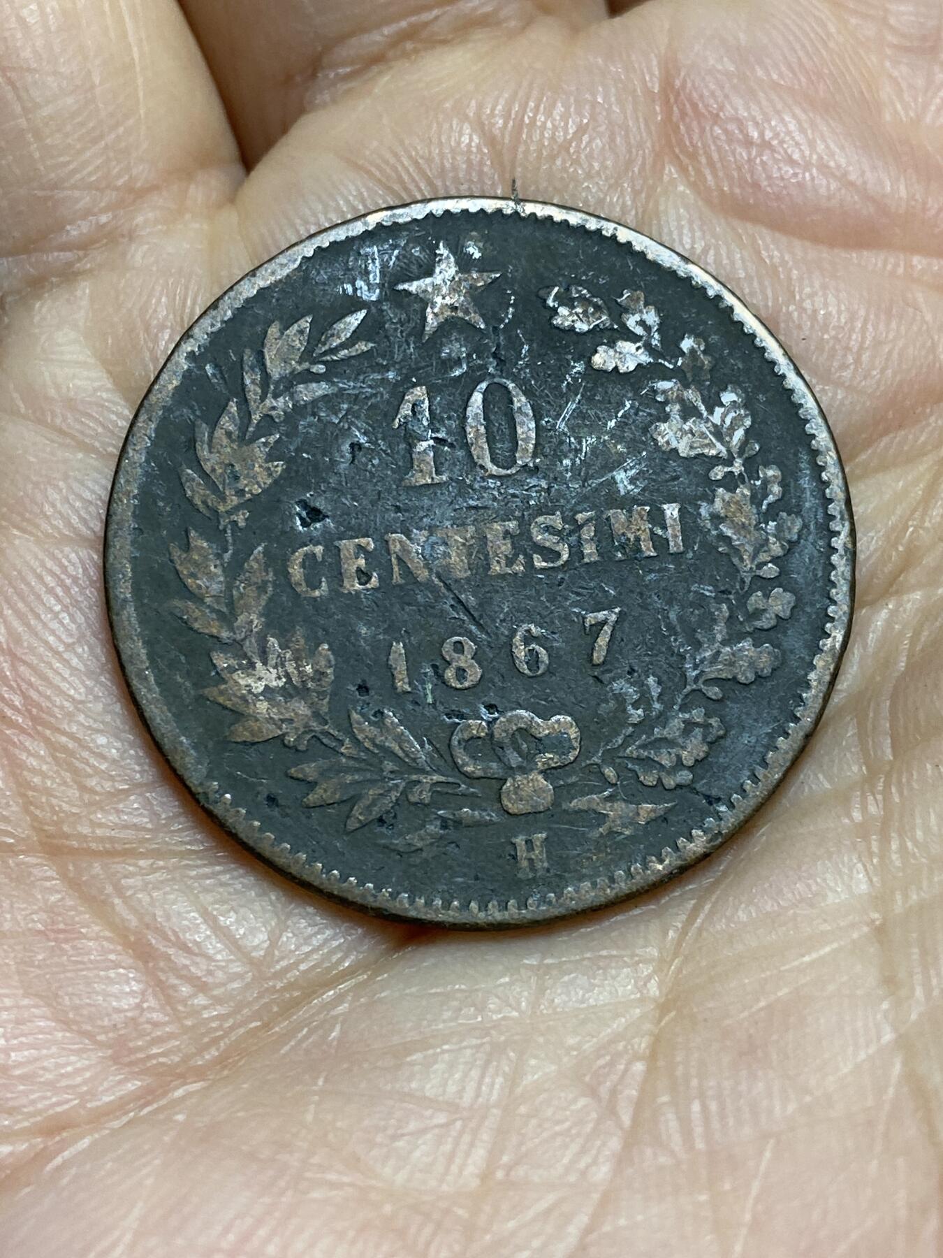 2026年第十四场(总第一百八十三场）外国好品散币场(免佣金) 意大利王国1867年10分(维托里奥·埃马努埃莱二世，H标伯明翰造，关门年仅发行2年)