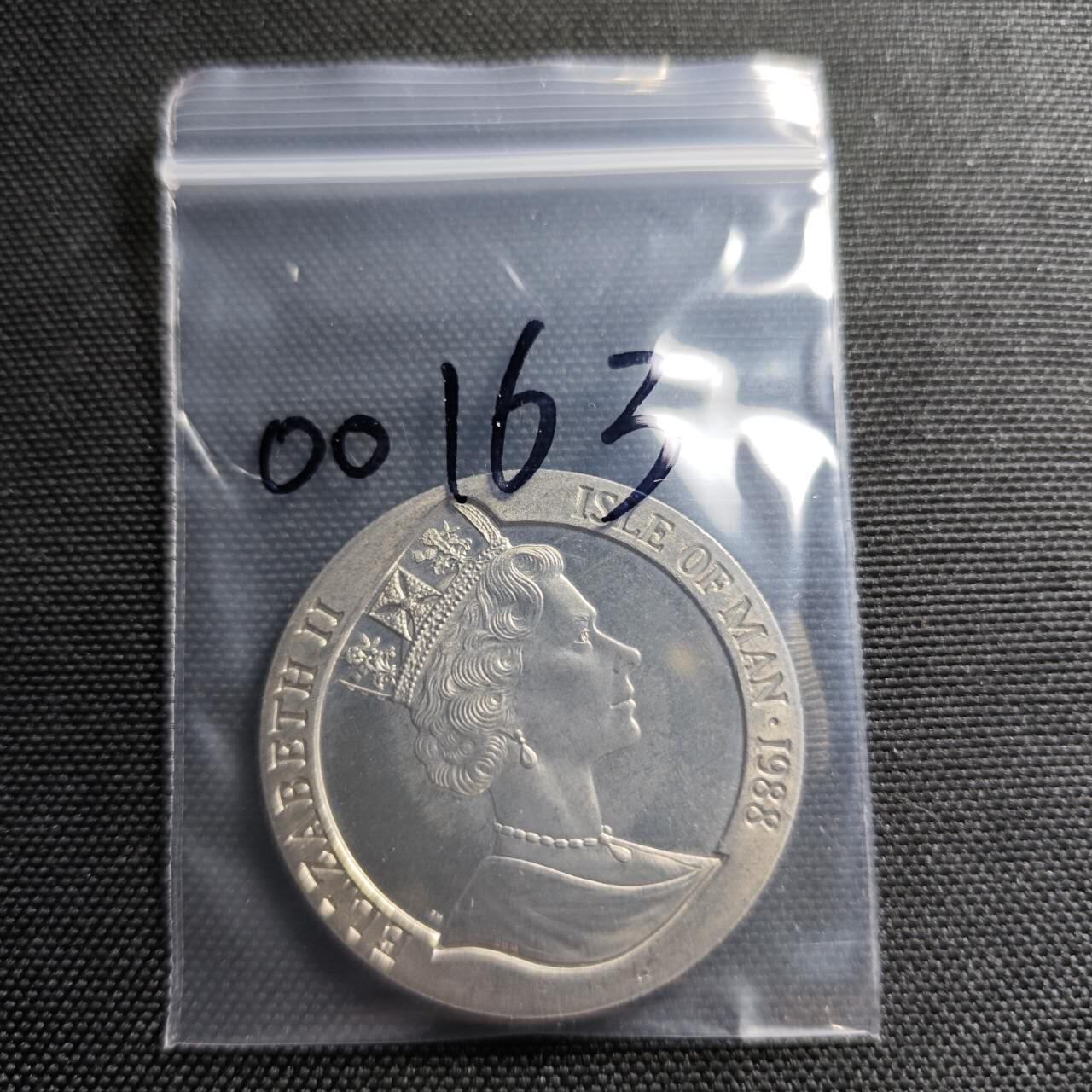 KK钱币收藏小铺  第400期  百期特拍（四拍之四）2月预留时间 周末发货   1988马恩岛1克朗纪念币 蒸汽轮船