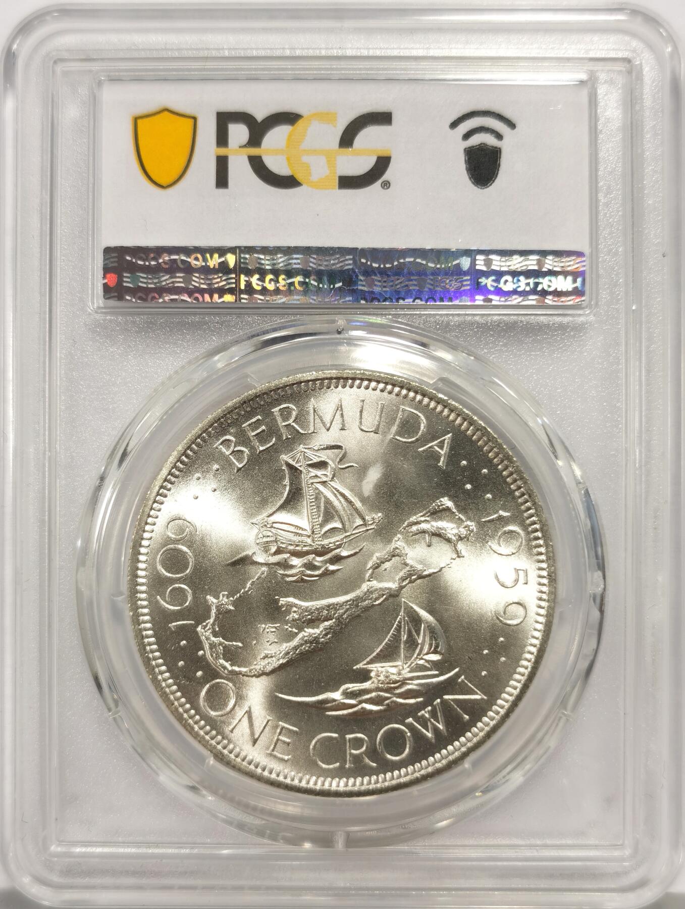 博洋堂世界钱币拍卖第158期（全场包邮） PCGS MS67 英属百慕大1959年发现350周年纪念1克朗大银币，超高分