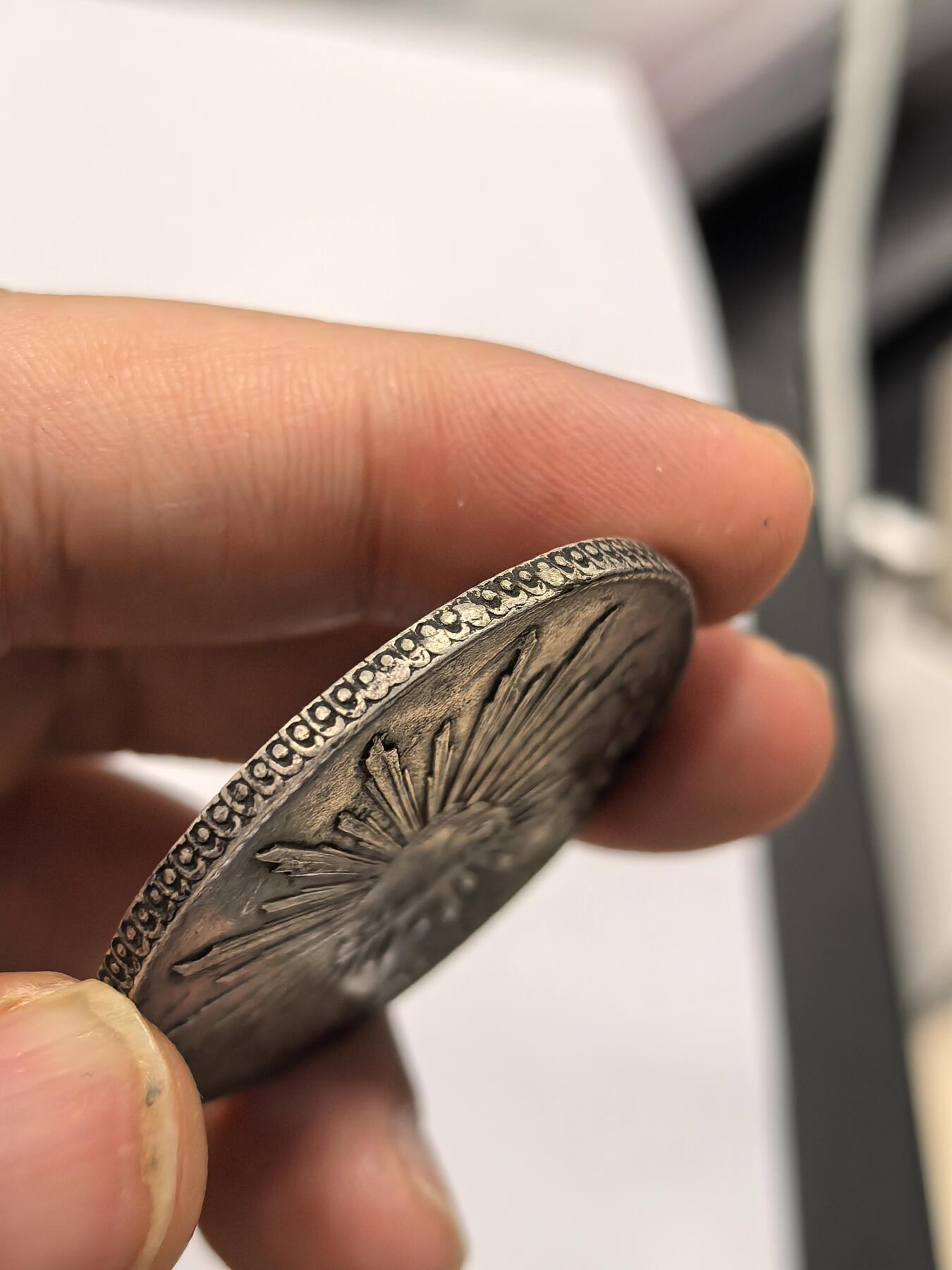 博洋堂世界钱币拍卖第158期（全场包邮） 墨西哥花边鹰洋Mo 1874 MH 8里亚尔 黑油彩包浆