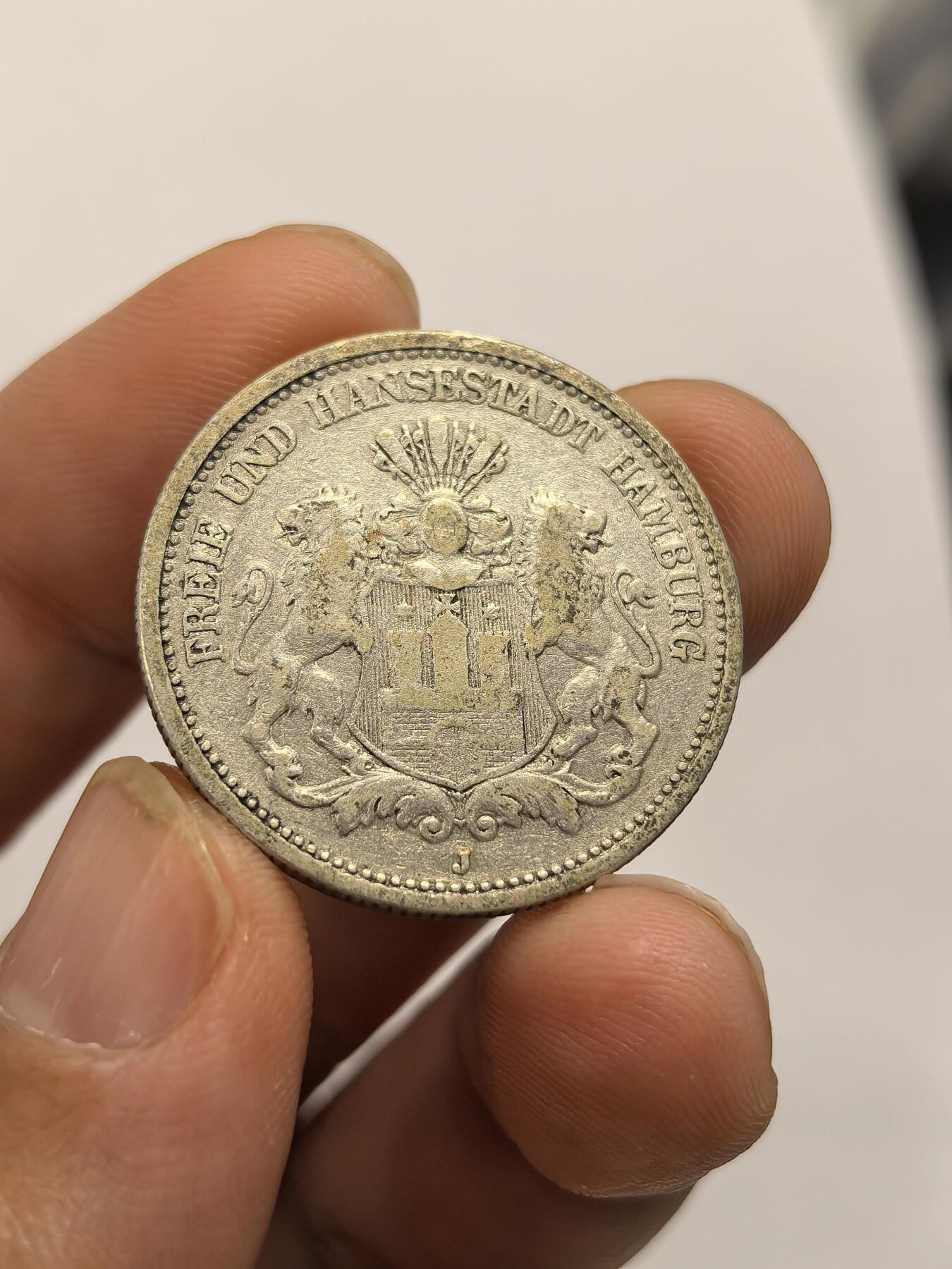 博洋堂世界钱币拍卖第158期（全场包邮） 德国汉堡1880年断翅2马克银币