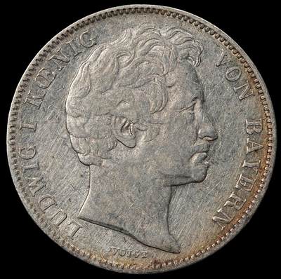 修遠堂世界钱币第102期 - 1844年巴伐利亚1/2古尔登银币，5.26g