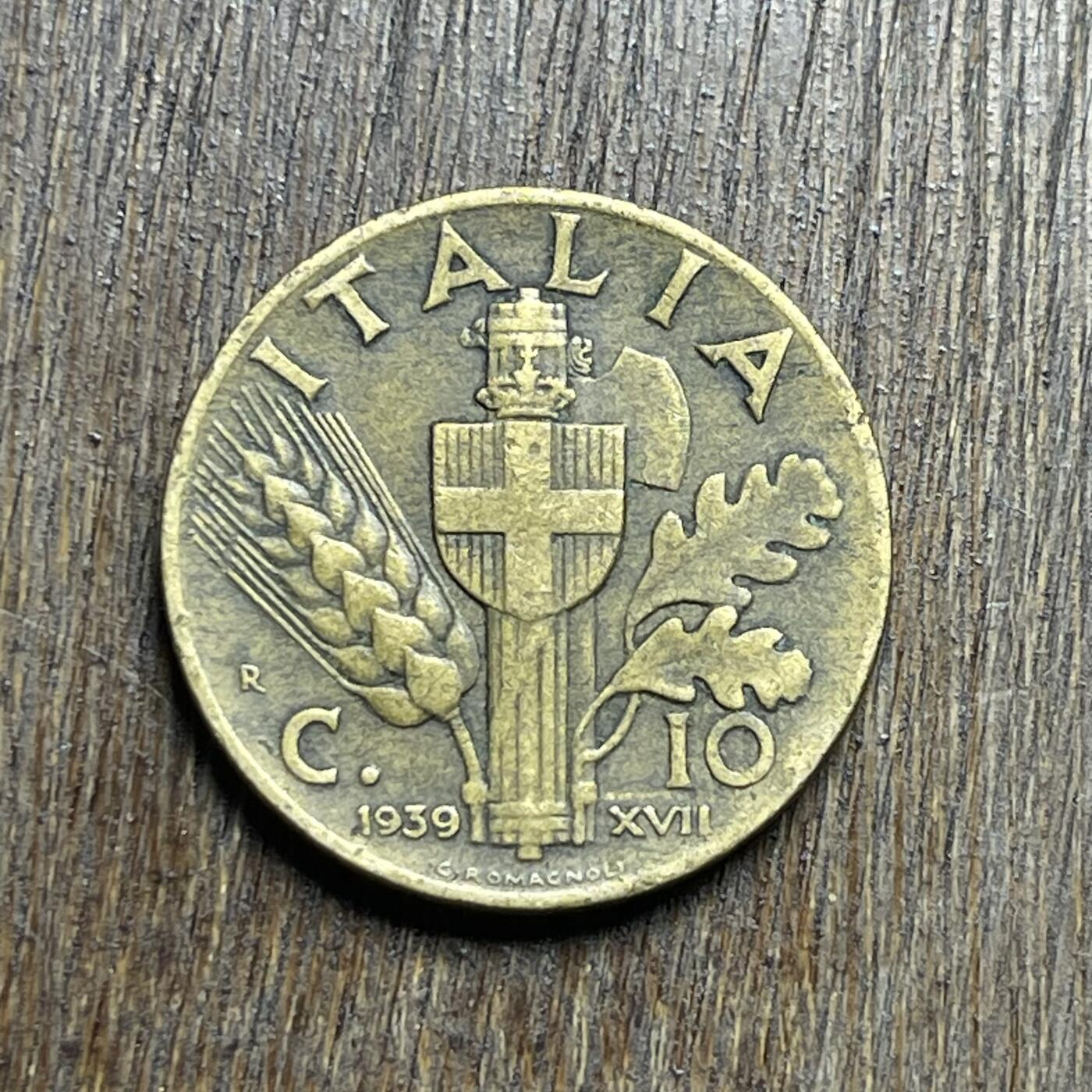 【铜匠收藏】★第140加场★精品老铜币 硬币专场 不寄存，200包邮。不满200元，支付5元运费。《接受代拍 代送NGC评级》 39【无寄存】1939 意大利 10分 铜币