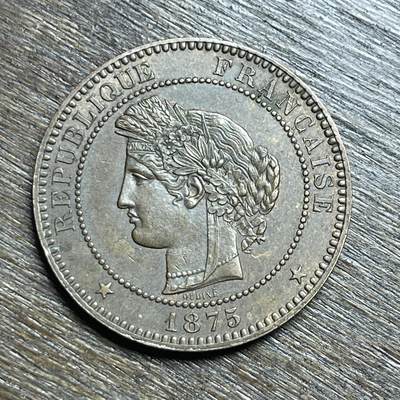 【铜匠收藏】★第140加场★精品老铜币 硬币专场 不寄存，200包邮。不满200元，支付5元运费。《接受代拍 代送NGC评级》 - 8【无寄存】1875 法国 极美 10分 铜币