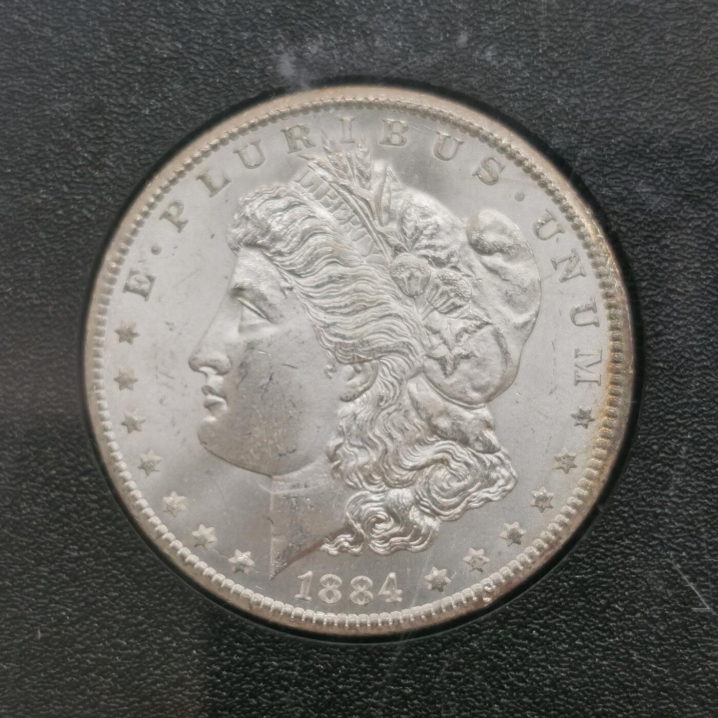 博洋堂世界钱币拍卖第158期（全场包邮） NGC MS65+ 美国1884年CC版摩根大银币，稀少卡森厂，GSA大封装，收藏级高分