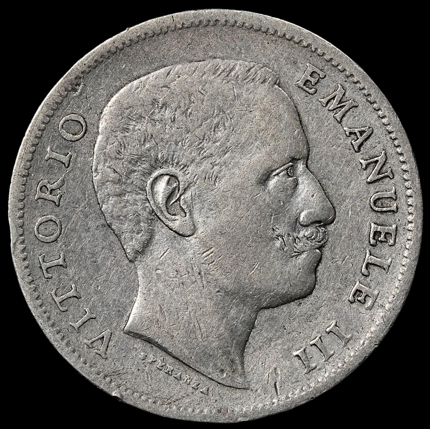 修遠堂世界钱币第102期 1906年意大利1里拉银币，4.92g，含银80%