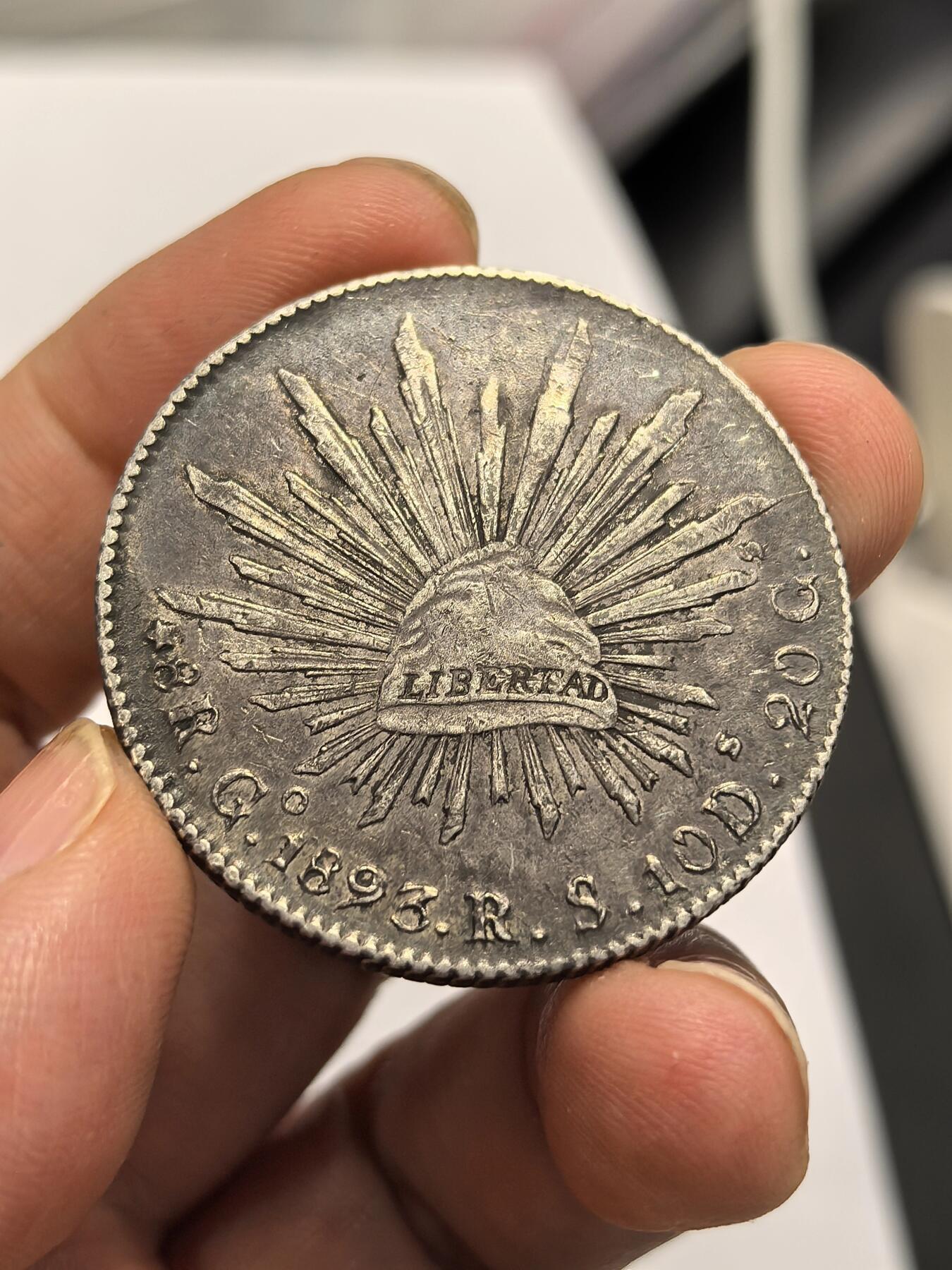 博洋堂世界钱币拍卖第158期（全场包邮） 墨西哥花边鹰洋Go 1893 RS 8里亚尔 老油彩包浆