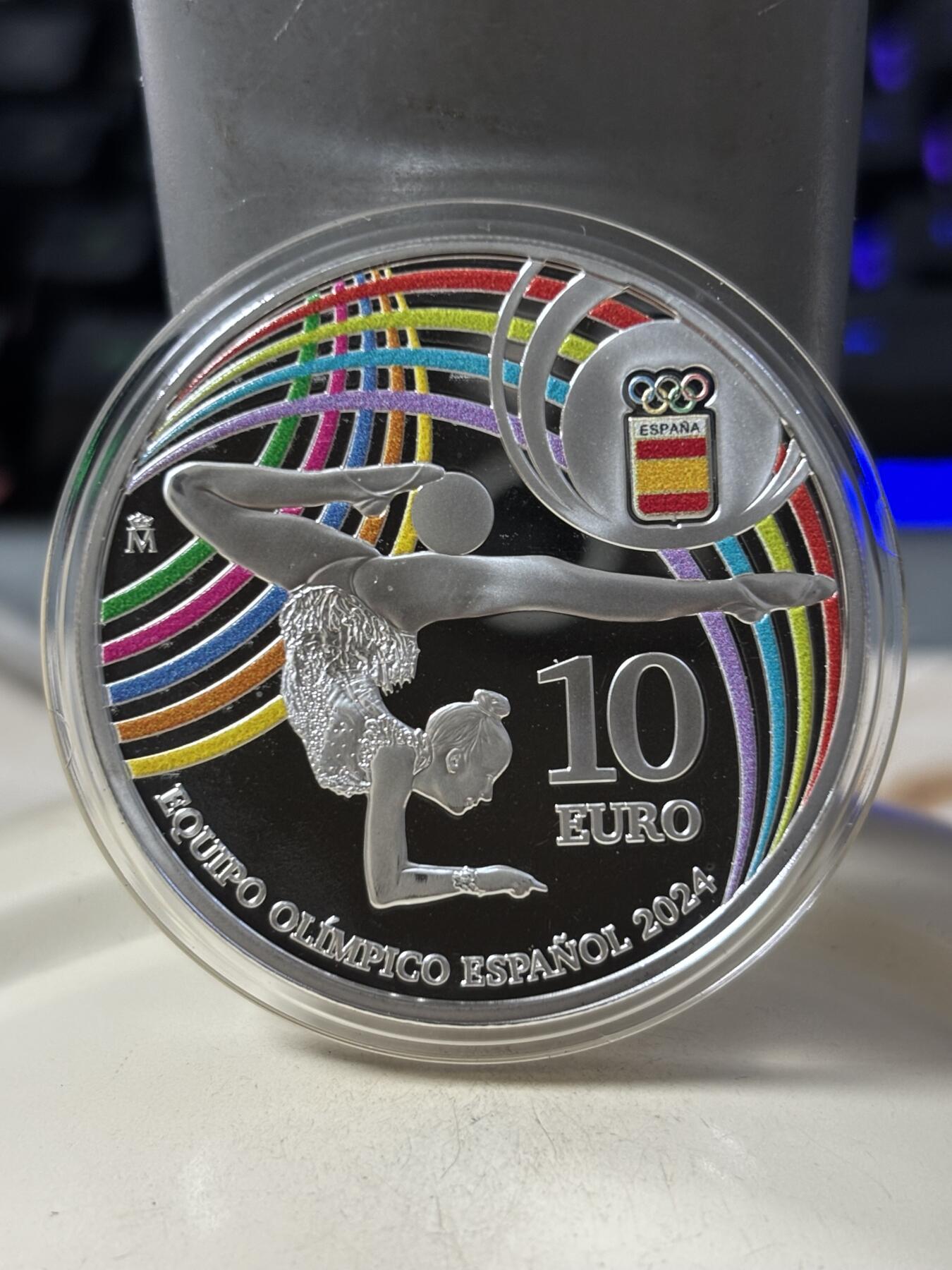第189期拍卖 西班牙2024年体操彩色10欧精制纪念银币，925银，27克