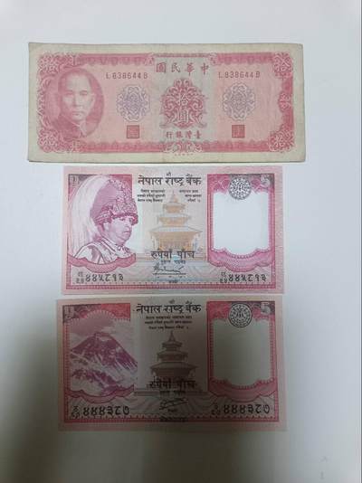 【20260127】非全新纸币和硬币第329场 - 台湾地区纸币和2张尼泊尔纸币