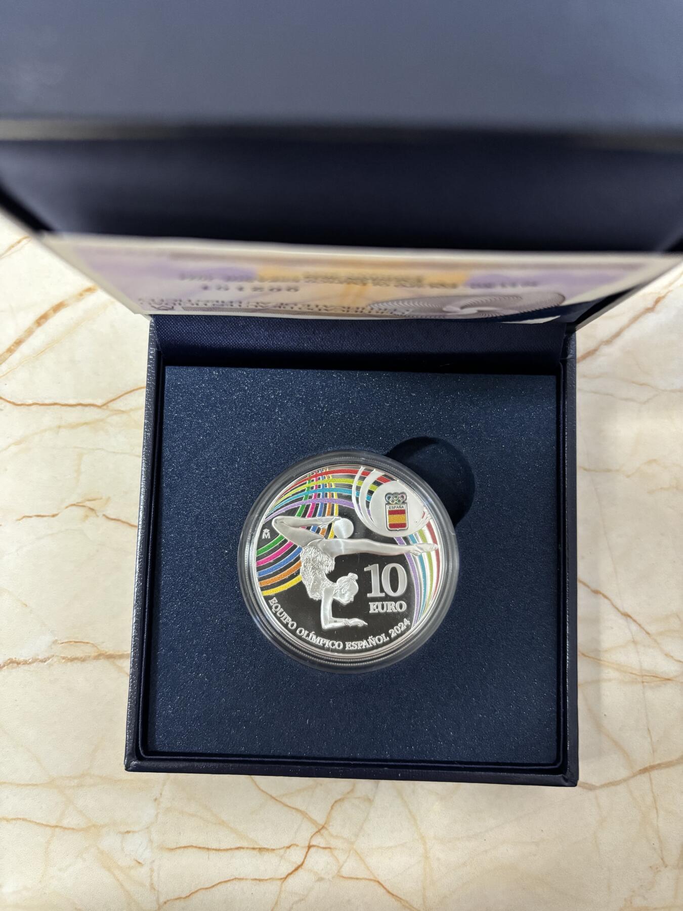 第189期拍卖 西班牙2024年体操彩色10欧精制纪念银币，925银，27克