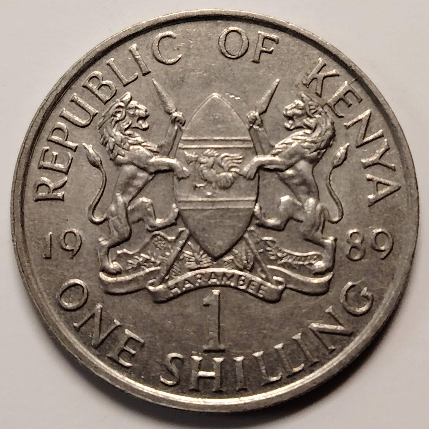 布加迪🐬～世界钱币(上海)🌾第 276 期 /  各国套币和散币 肯尼亚🇰🇪 1989年 1先令～C16