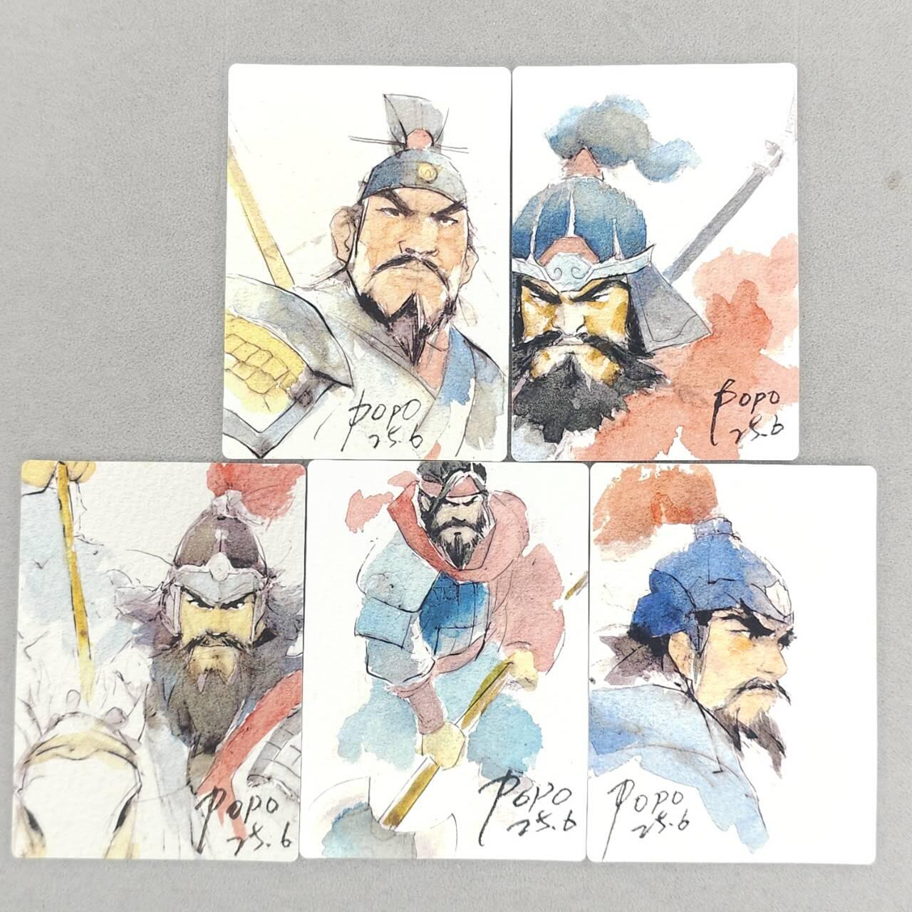 春节前倒数第三场！！龙虎卡牌-七三场（满200元包邮，无佣金，每周六结拍，欢迎送拍） 普卡5张  布丁手绘复刻 五子良将 一套