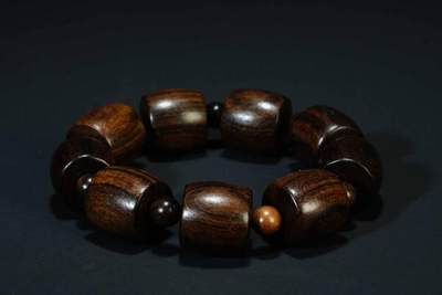 上海都达杂项专场六（全场包邮） 天然虎斑沉香桶珠手串 附鉴定证书87-229