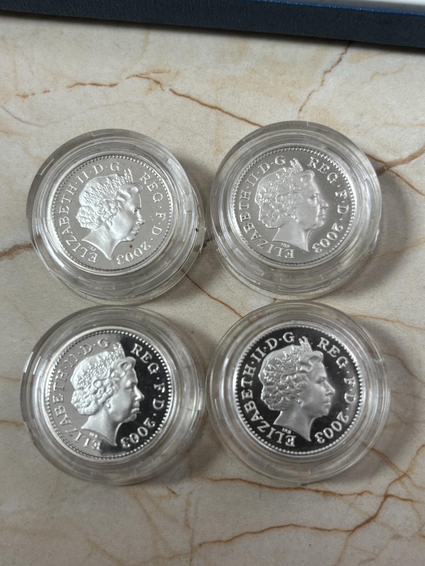 第189期拍卖 英国2003年桥梁系列1英镑精制纪念银币4枚全套，925银，9.5克*4