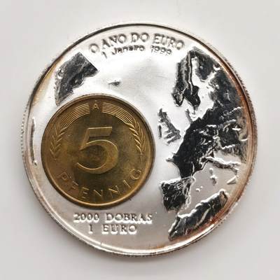 博洋堂世界钱币拍卖第158期（全场包邮） - 圣多美和普林西比1999年德国5芬尼币中币精制大银币，1盎司纯银