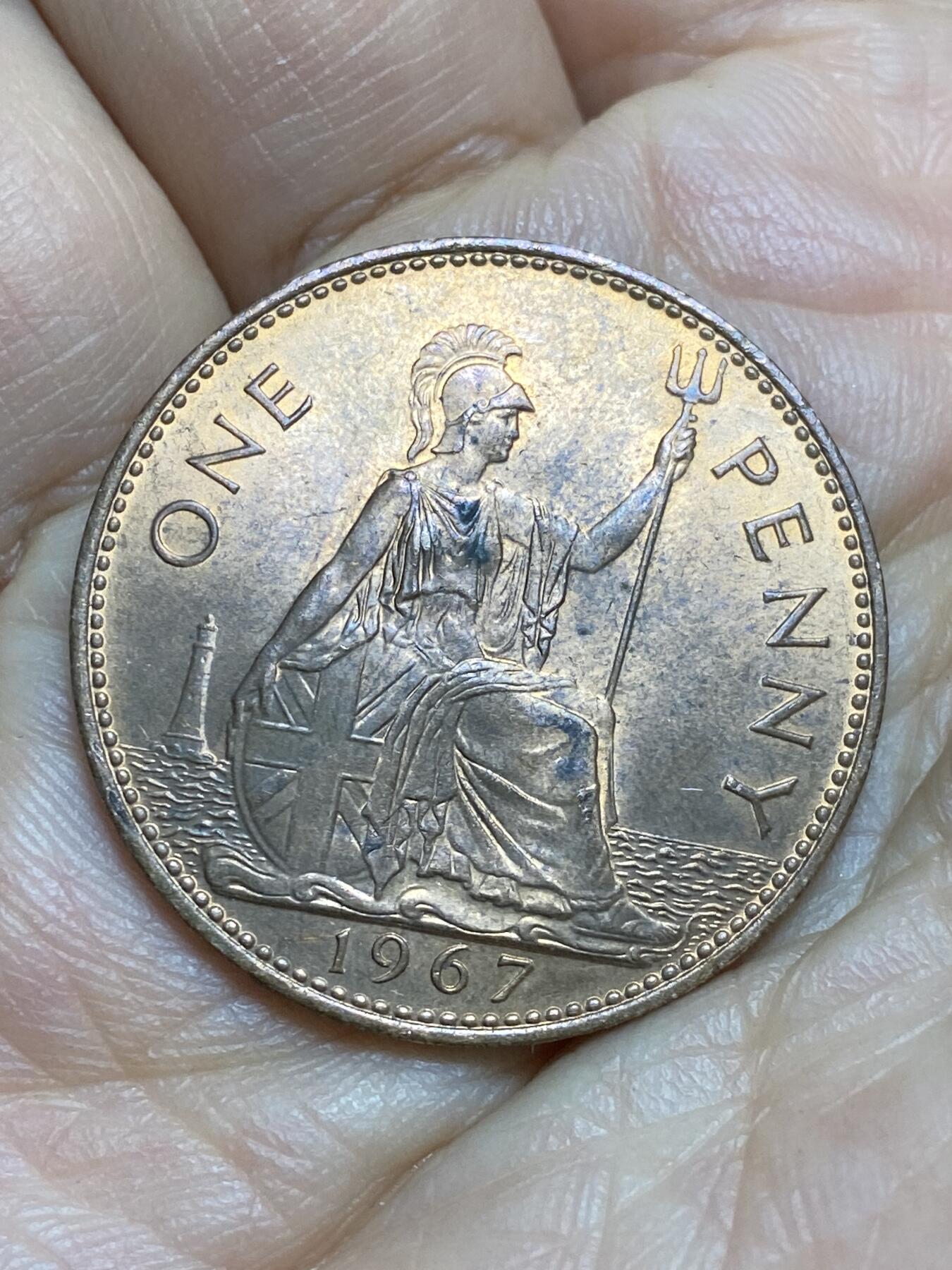 2026年第十四场(总第一百八十三场）外国好品散币场(免佣金) 原光好品–英国🇬🇧1967年1便士(伊丽莎白二世青年桂冠第二版，普制币关门年)