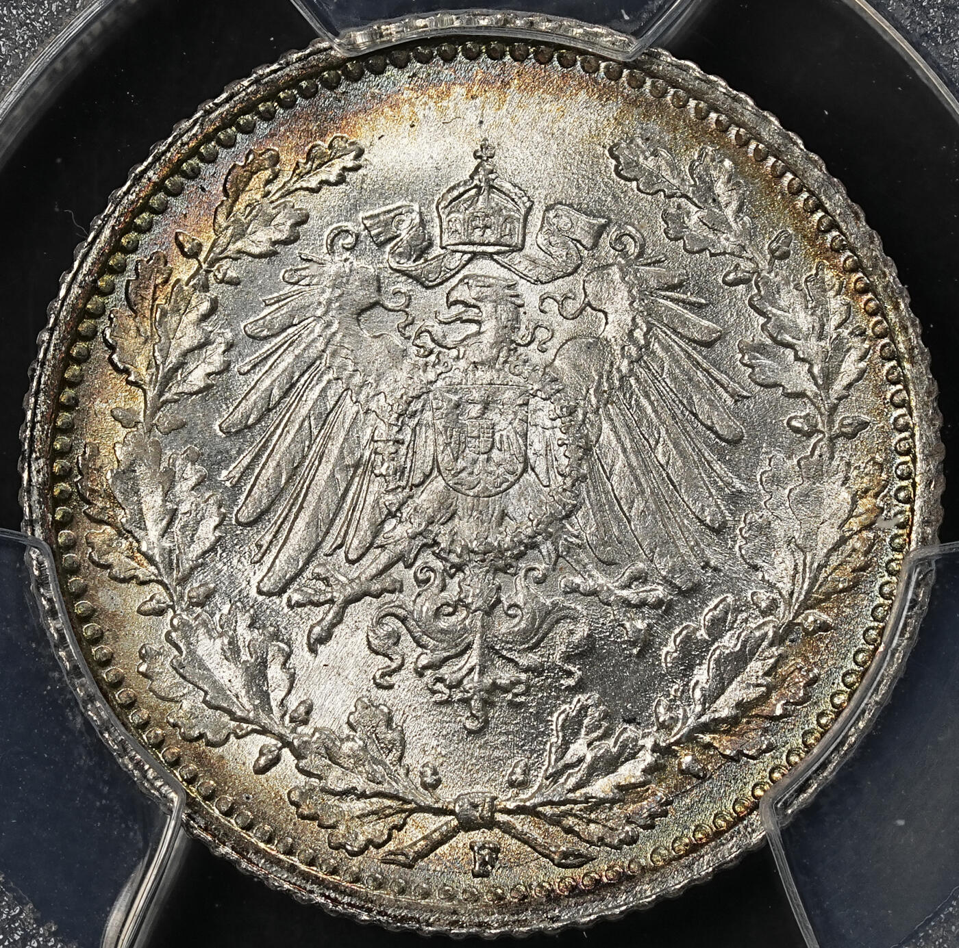 修遠堂世界钱币第102期 PCGS MS68 1915年德国1/2马克银币 68分老币天花板级别分数 更有环彩加幻彩加成 收藏级佳品