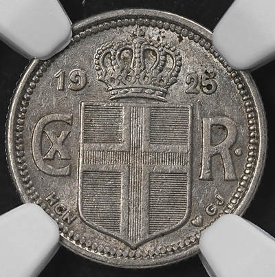 修遠堂世界钱币第102期 - NGC AU58 1925年冰岛10 AURAR