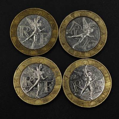 【淘币小摊】限时拍第八百五十三拍  散币银币场  满百包邮可预留两周  周一统一发货  - 法国10法郎小飞人4枚