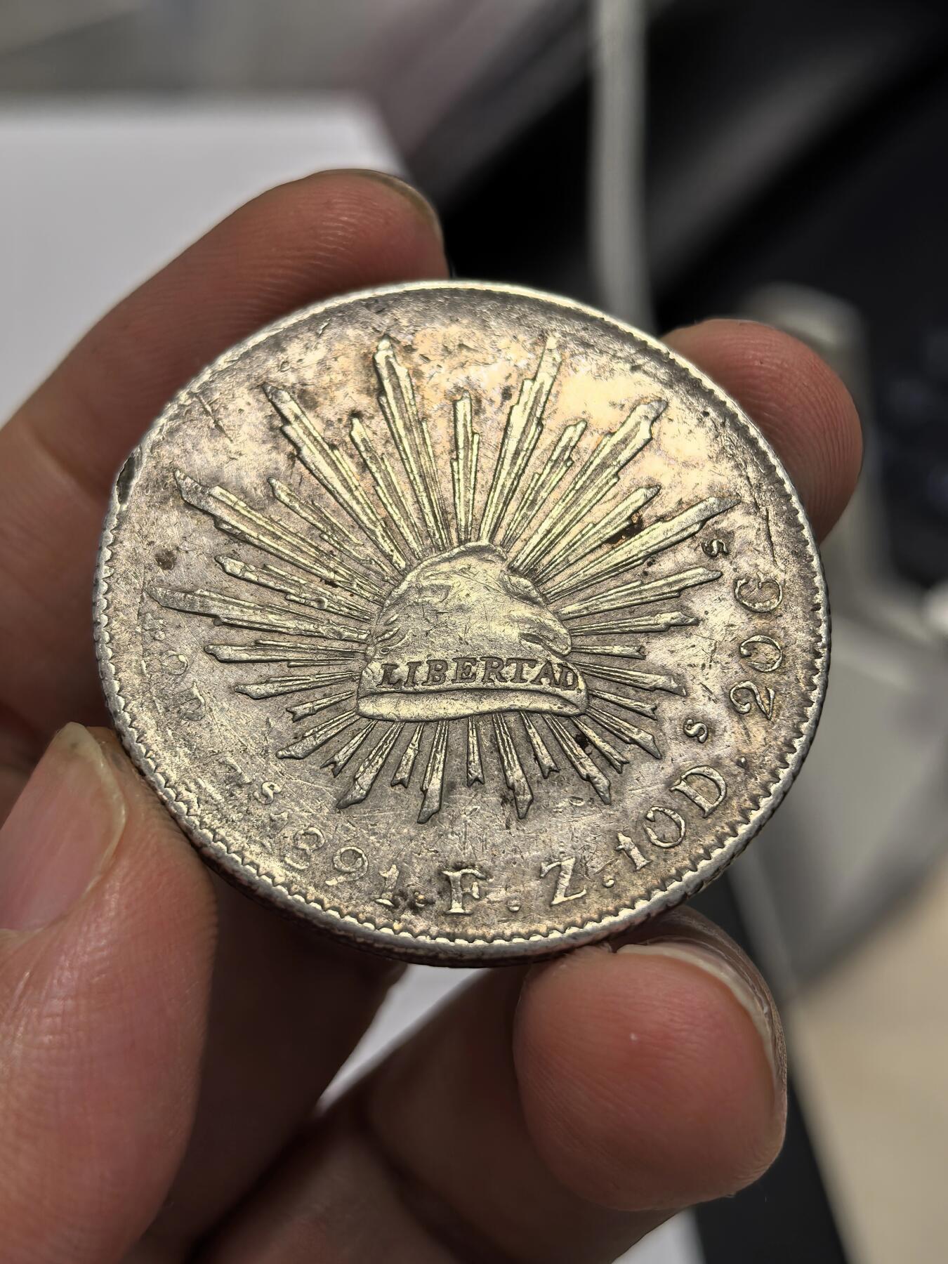 博洋堂世界钱币拍卖第158期（全场包邮） 墨西哥花边鹰洋ZS 1891 FZ 8里亚尔 老油彩包浆