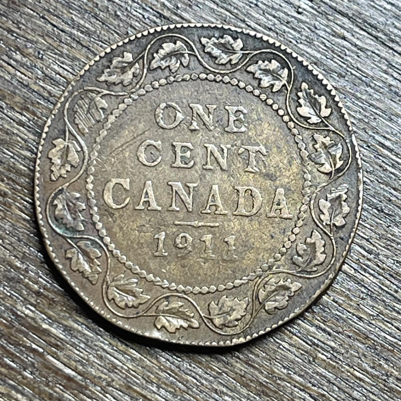 【铜匠收藏】★第140加场★精品老铜币 硬币专场 不寄存，200包邮。不满200元，支付5元运费。《接受代拍 代送NGC评级》 3【无寄存】1911 加拿大 乔五 1分 铜币 趣味币 边打磨