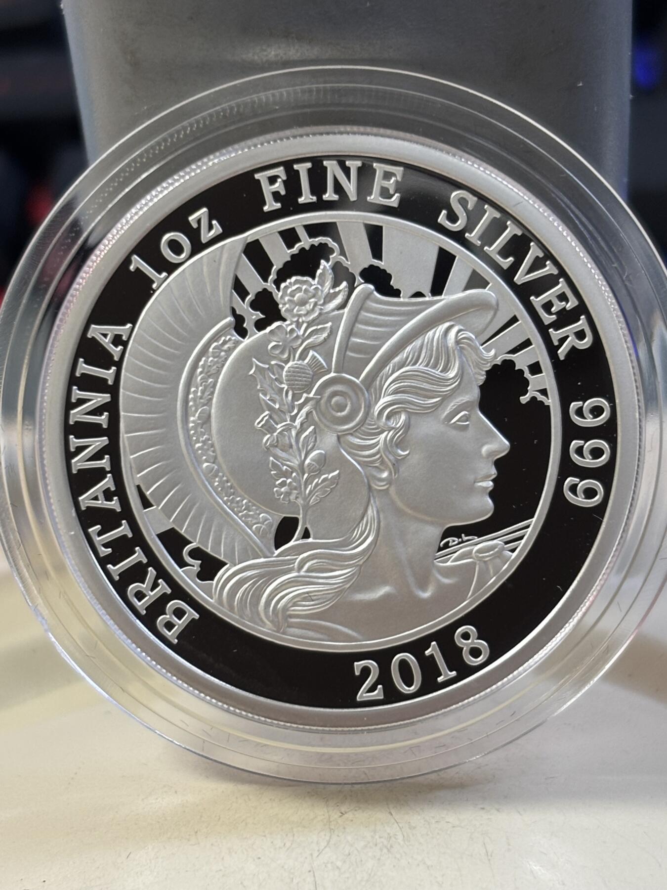 第189期拍卖 英国2018年不列颠女神系列1盎司精制版纪念银币，999银，发行7150枚I’m 