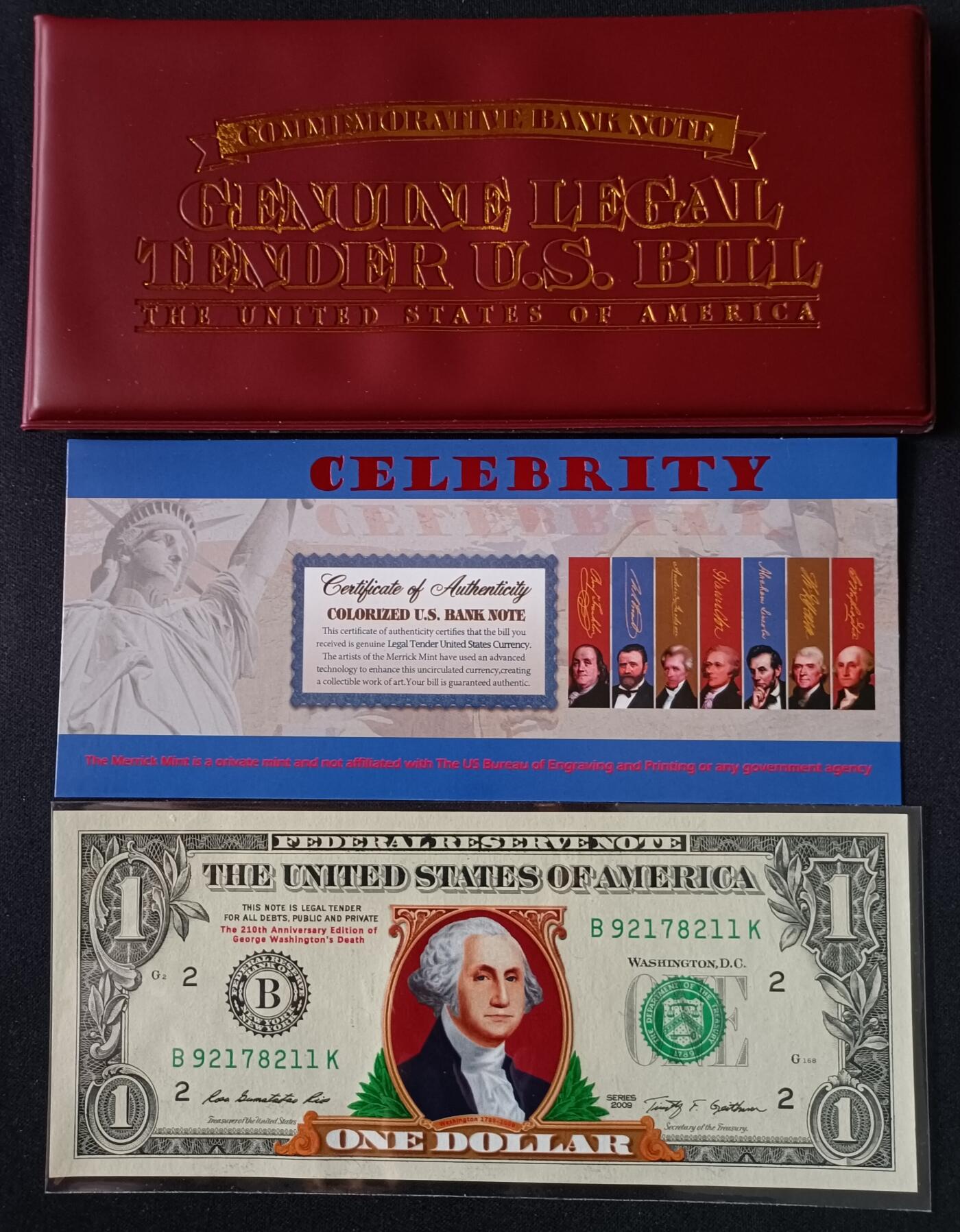 【游宝包邮场】乙巳蛇年第111期 周六集拍 美国-1美元【彩色加印钞 带册装】