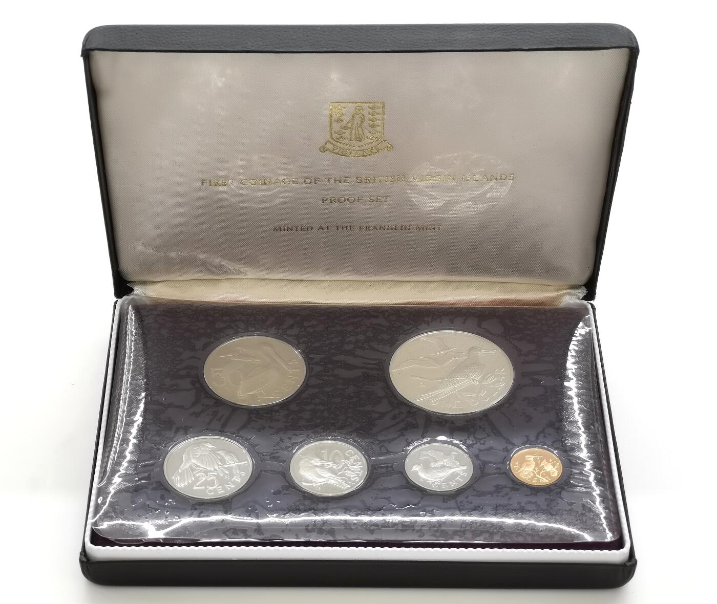 博洋堂世界钱币拍卖第158期（全场包邮） 英属维京群岛1974年PF套币全品未氧化含27克925大银一枚！