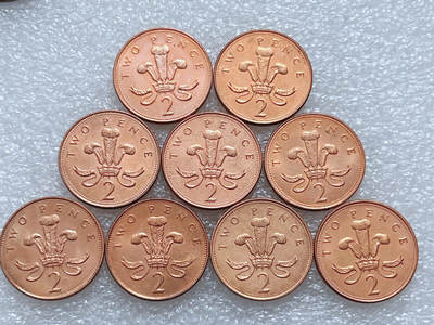 第一海外回流一元起拍收藏 散集专场  第295期 - 英国2便士硬币 9枚 原光品