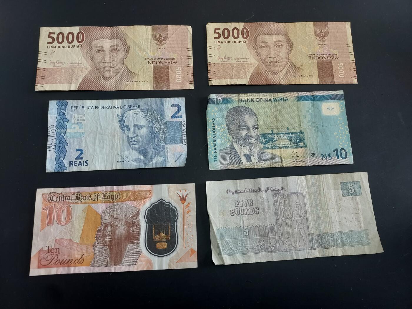 博彦收藏   1月28日 8点 钱币专场 全场包邮 埃及等外国纸币6张 流通品