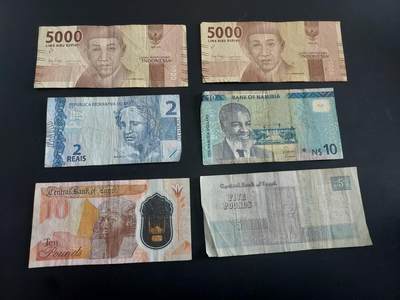 博彦收藏   1月28日 8点 钱币专场 全场包邮 - 埃及等外国纸币6张 流通品