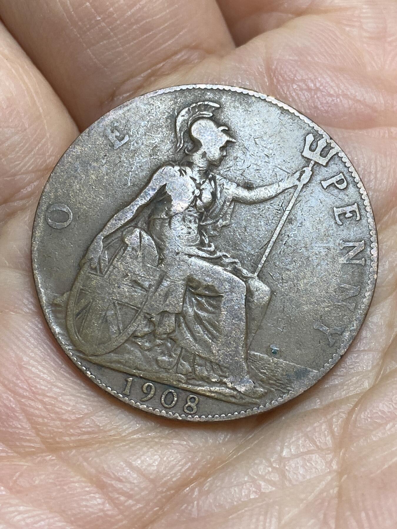 2026年第十四场(总第一百八十三场）外国好品散币场(免佣金) 英国🇬🇧1908年1便士(爱德华七世时期)