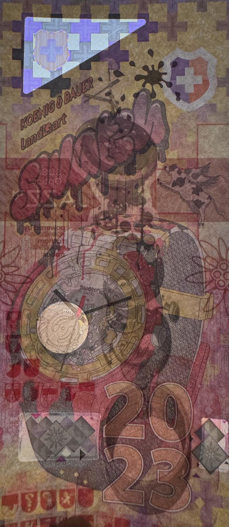 2026第2场（总第229期）：精品测试钞、连体钞综合场 德国高宝Koenig&Bauer 2023年“swatch”手表系列Durasafe三层复合基材测试钞UNC（采用了SUSI Optics JAZZ新技术）