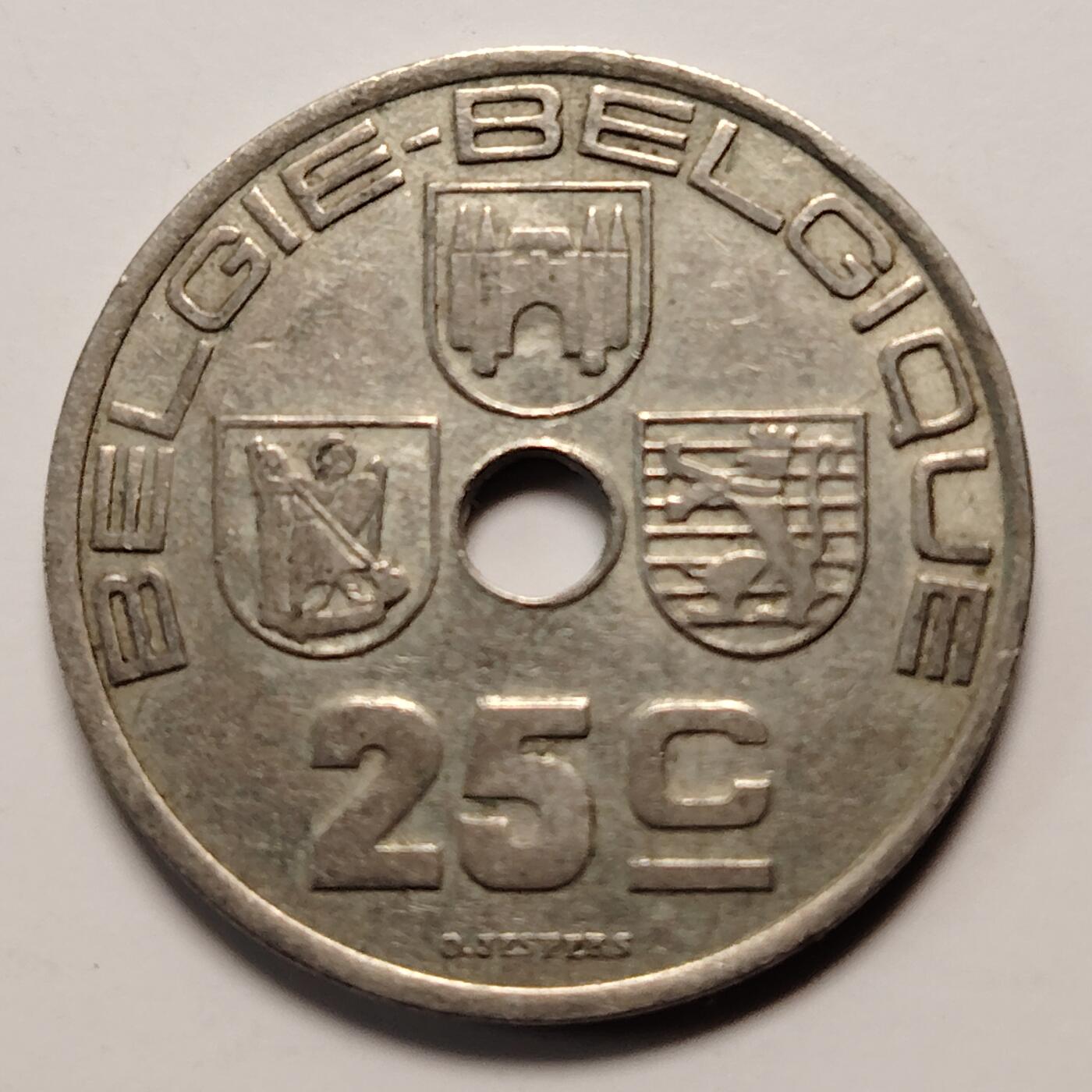 布加迪🐬～世界钱币(上海)🌾第 273 期 /  各国套币和散币 比利时🇧🇪 1938年 25分～C18