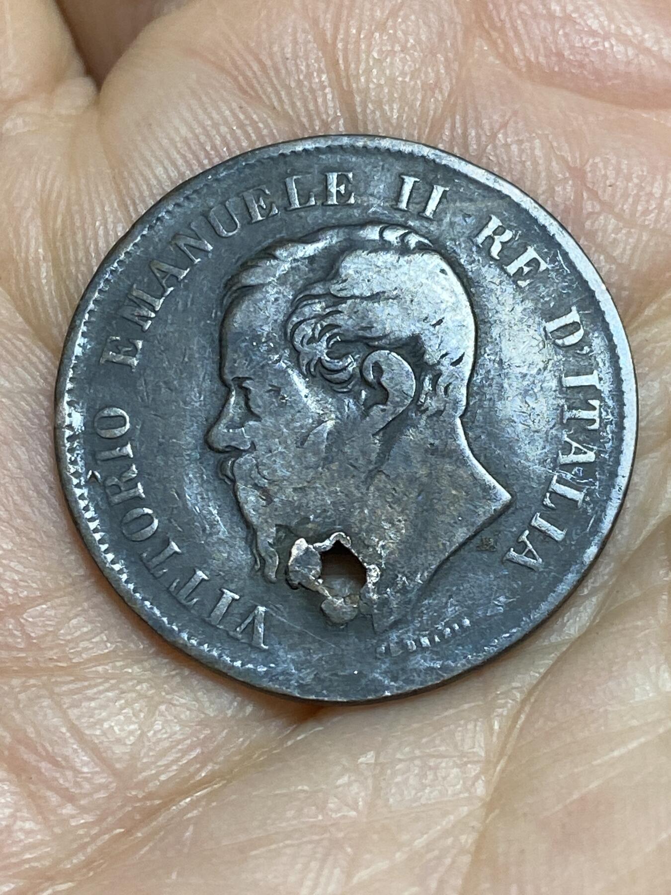 2026年第十四场(总第一百八十三场）外国好品散币场(免佣金) 穿孔–意大利王国1862年5分(维托里奥·埃马努埃莱二世，N标那不勒斯造，仅发行3年)