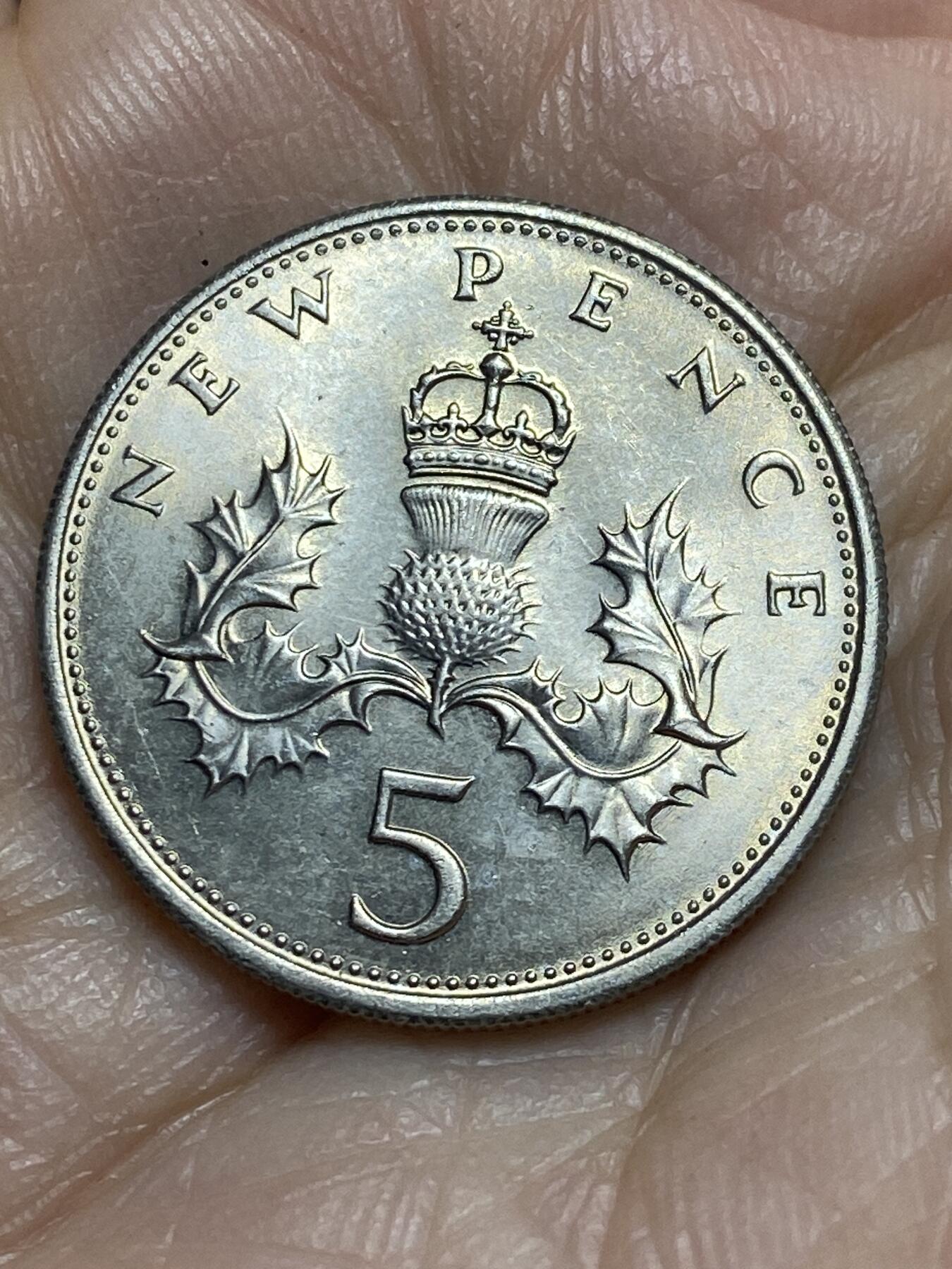 2026年第十四场(总第一百八十三场）外国好品散币场(免佣金) 英国🇬🇧1969年5新便士(伊丽莎白二世中年花冠，十进制第一版)