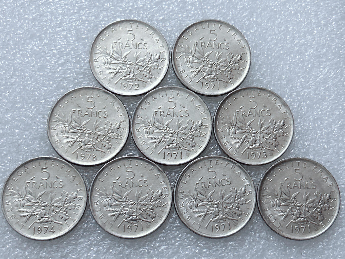 第一海外回流一元起拍收藏 散集专场  第295期 法国5法郎硬币 9枚